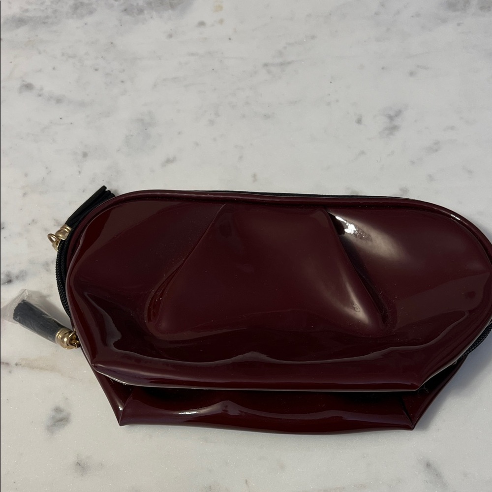 Women’s Glossy Burgundy Cosmetic Pouch